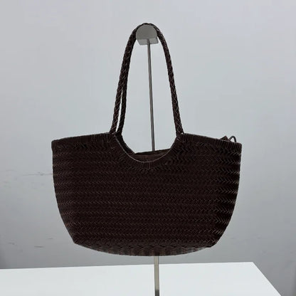 Borsa da donna in paglia intrecciata 2in1 Borsa da ascella in paglia con tracolla regolabile Borsa a tracolla per gnocchi di grande capacità per borsa a secchiello da spiaggia estiva