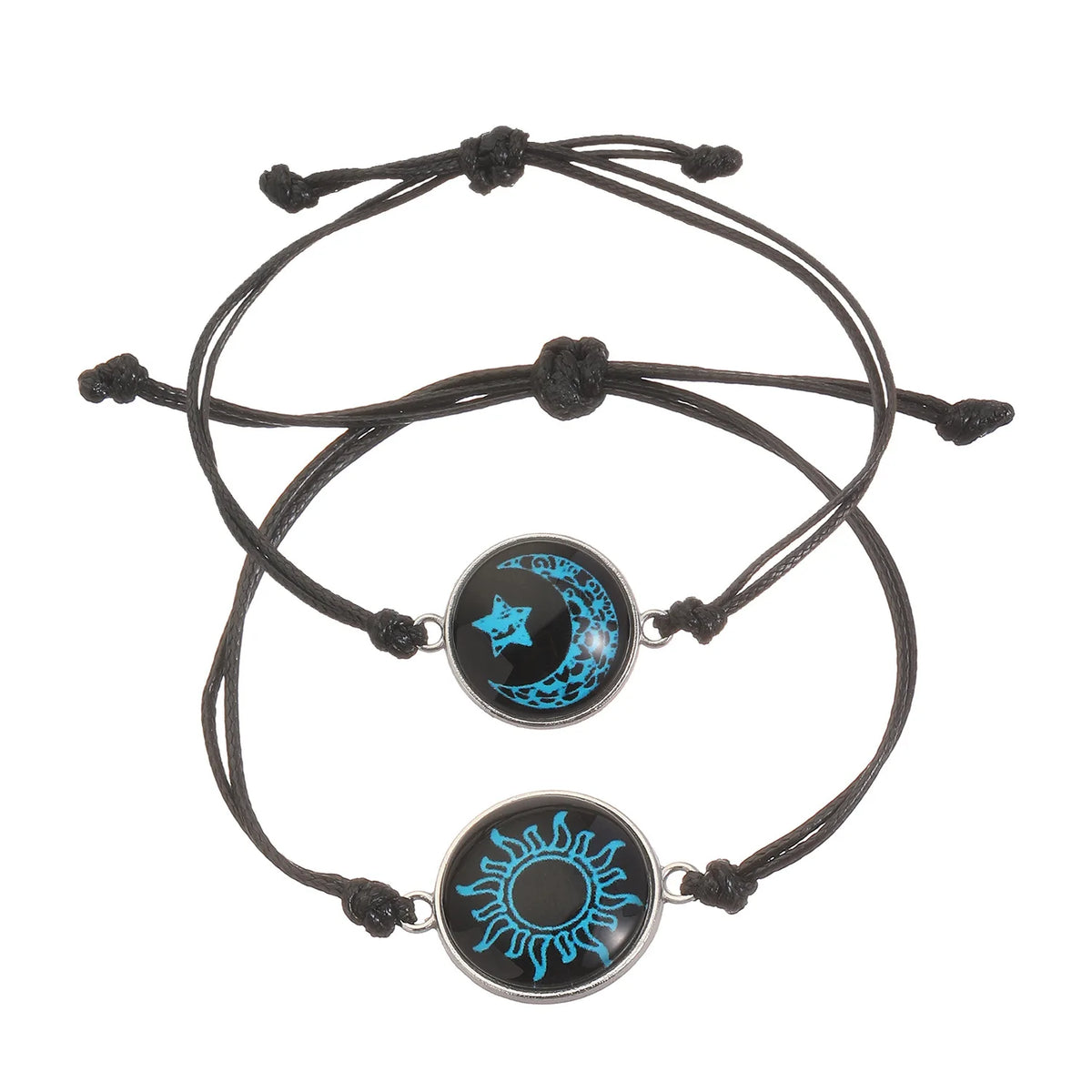 Braccialetti romantici per coppia di sole e luna luminosi per donna Uomo Bracciale coordinato con corda intrecciata fatta a mano Regali di gioielli per San Valentino