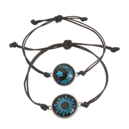 Braccialetti romantici per coppia di sole e luna luminosi per donna Uomo Bracciale coordinato con corda intrecciata fatta a mano Regali di gioielli per San Valentino