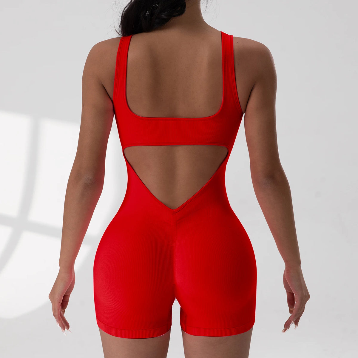 Tuta Sportiva Sexy con Schiena a V e Arricciatura, Senza Maniche, per Donna, Abbigliamento Casual e da Yoga