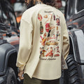 Maden T-shirt a maniche lunghe con stampa sul retro vintage Pullover ampio casual girocollo per top street-style da uomo primavera e autunno anni '60