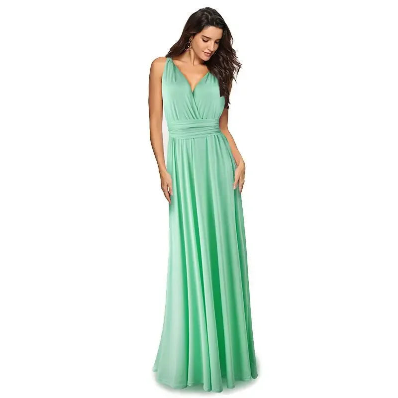 Abito formale da donna elegante da sera lungo con scollo a V profondo abito convertibile multistrato maxi abiti greci abito da festa di nozze