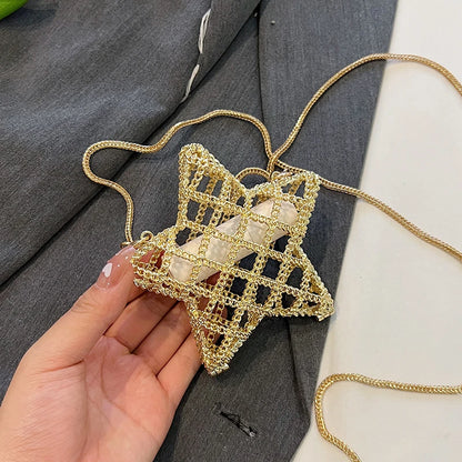 Borsa rossa con bocca in metallo moda per donna borse a tracolla in oro di alta qualità Designer borsa a tracolla scavata borsa da pranzo carina
