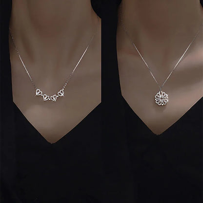 1pc a forma di cuore quadrifoglio ciondolo collana gioielli zircone donne amore catena clavicola regali apribile girocollo gioielli