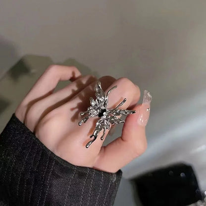 Anelli aperti a doppio gocciolamento di olio color oro retrò per le donne Anello da dito regolabile irregolare di lusso 2023 Nuovi gioielli da sposa alla moda