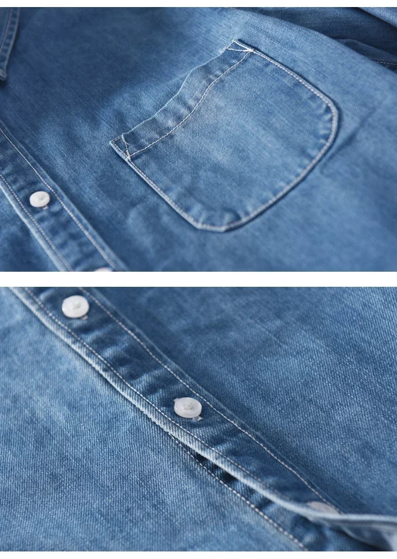 100% cotone autunno nuova camicia di jeans a maniche lunghe uomo moda casual High Street abbigliamento maschile Top classico azzurro nero grigio