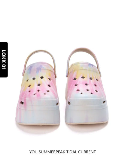 Pantofole da spiaggia estive nuove da donna di lusso 2024 tacco alto 9cm suola morbida leggera comode pantofole Casual di alta qualità