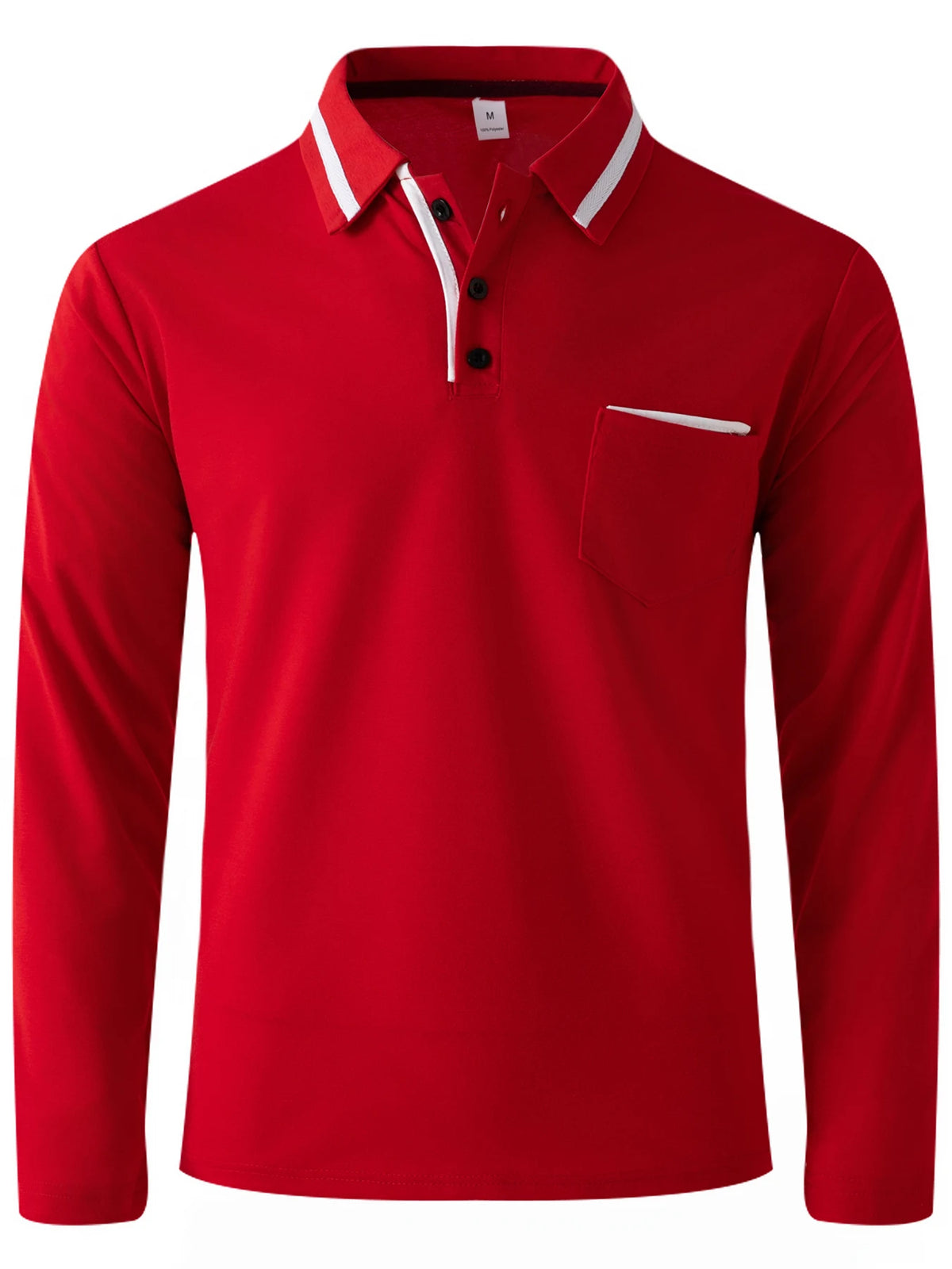 Maglia da Golf da Uomo Primaverile e Autunnale Best-Seller, con Colletto e Tasca, Comoda, Casual, Sportiva, Tinta Unita, a Maniche Lunghe, Traspirante
