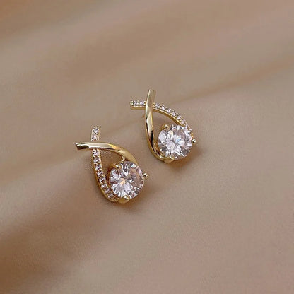 SKEDS Orecchini a croce alla moda per donne Ragazze Stile coreano Eleganti gioielli in cristallo Anelli per orecchie Orecchini a coda di pesce da donna Regalo