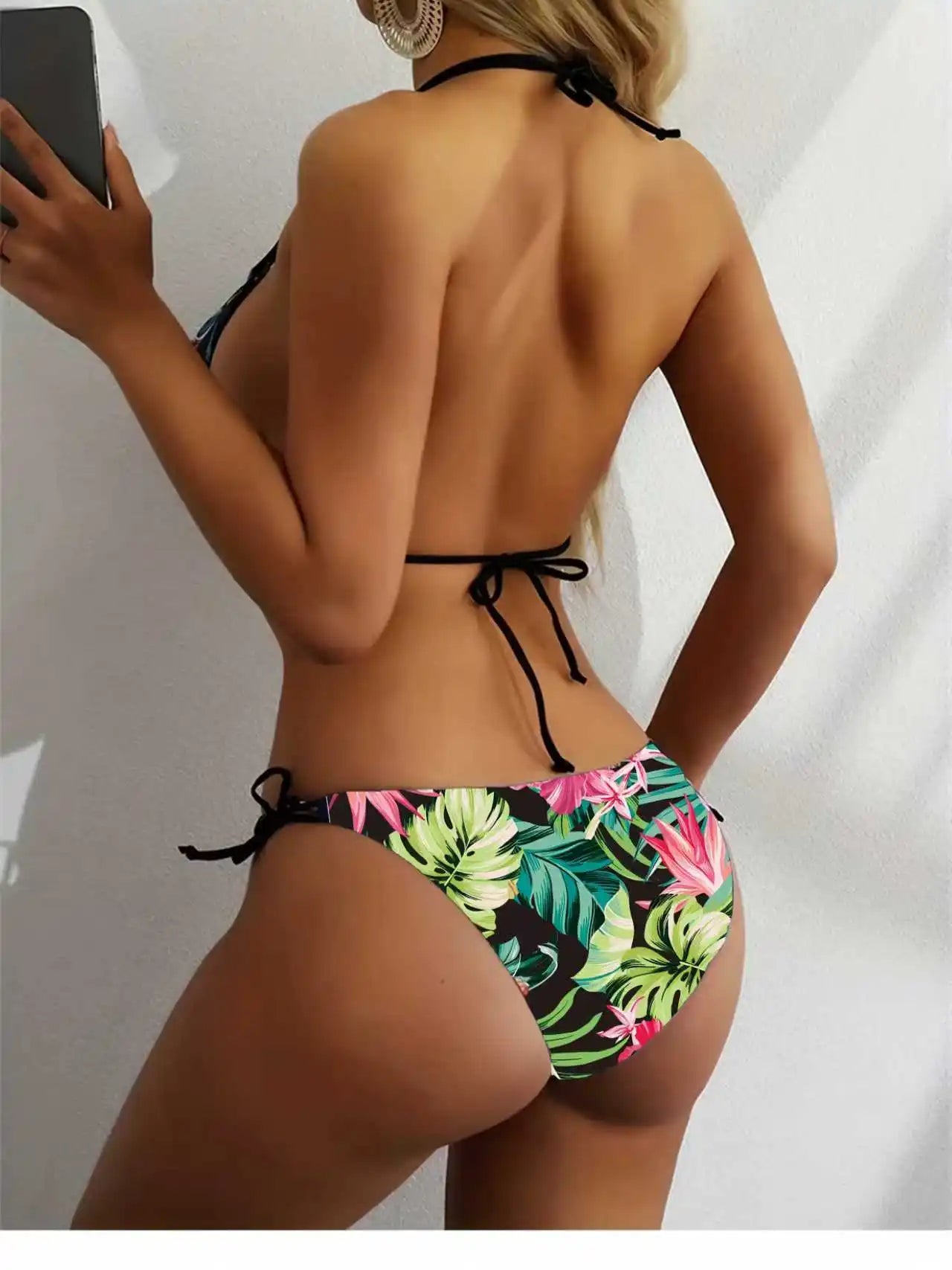 Sexy Floral Print Bikini Set Damen Bademode Zweiteiliger Strandanzug Triangel-Badeanzug Damen Schnür-Badeanzug Biquine Brasileiro
