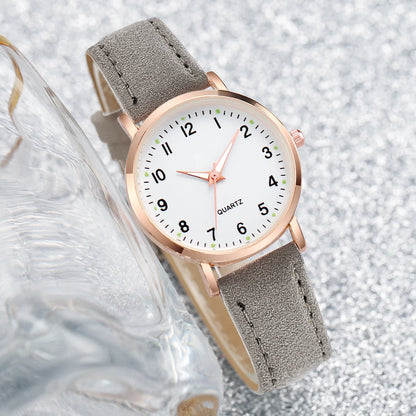 6 pezzi orologio da donna moda quadrante arabo cinturino in pelle orologi al quarzo set di gioielli a farfalla (senza scatola)
