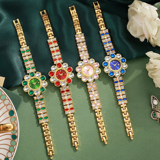 Orologi da donna con strass di lusso Orologio da polso al quarzo con quadrante floreale per orologio da donna Reloj Mujer