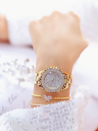 Orologi eleganti da donna con bracciale in oro 2025 Orologi da polso da donna di lusso delle migliori marche per orologio femminile Moda elegante in acciaio pieno