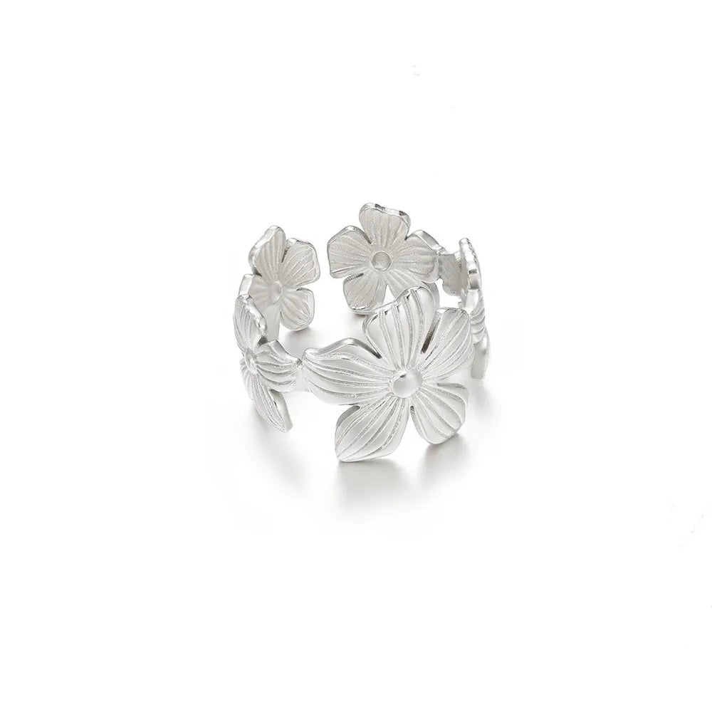 Anelli con fiori grandi esagerati in acciaio inossidabile per le donne Anello da dito con girasole color oro Regalo di gioielli estetici di moda femminile