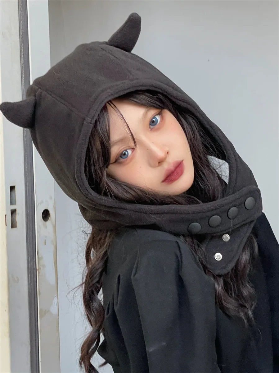 Fashion Demons Beanie cappelli per donna uomo autunno inverno regolabile tenere in caldo paraorecchie cappello Trendy Halloween Party Devil Horn Caps