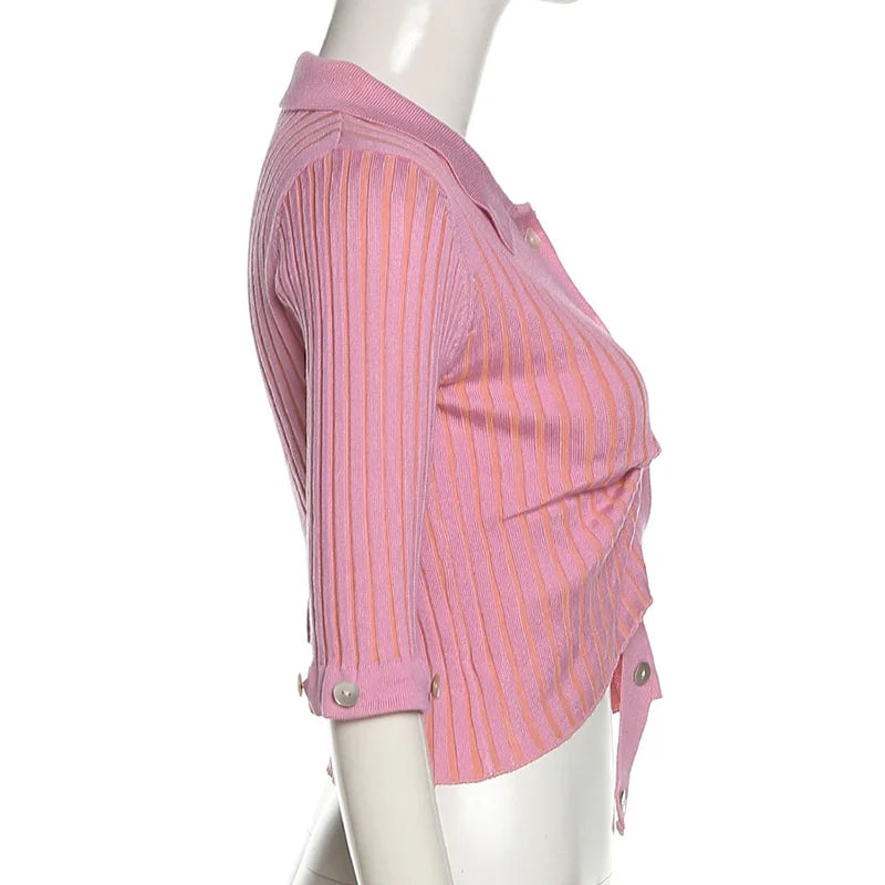 Autunno Inverno Moda Irregolare Rosa Maglioni Per Le Donne 2026 Nuovo Streetwear Rimovibile Manica Lunga Monopetto Cardigan Magliette E Camicette