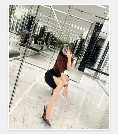 New Autumn 2024 Square Toe Slim Heel Retro Toe Women's Shoes with Patent Leather High-heeled Sandals