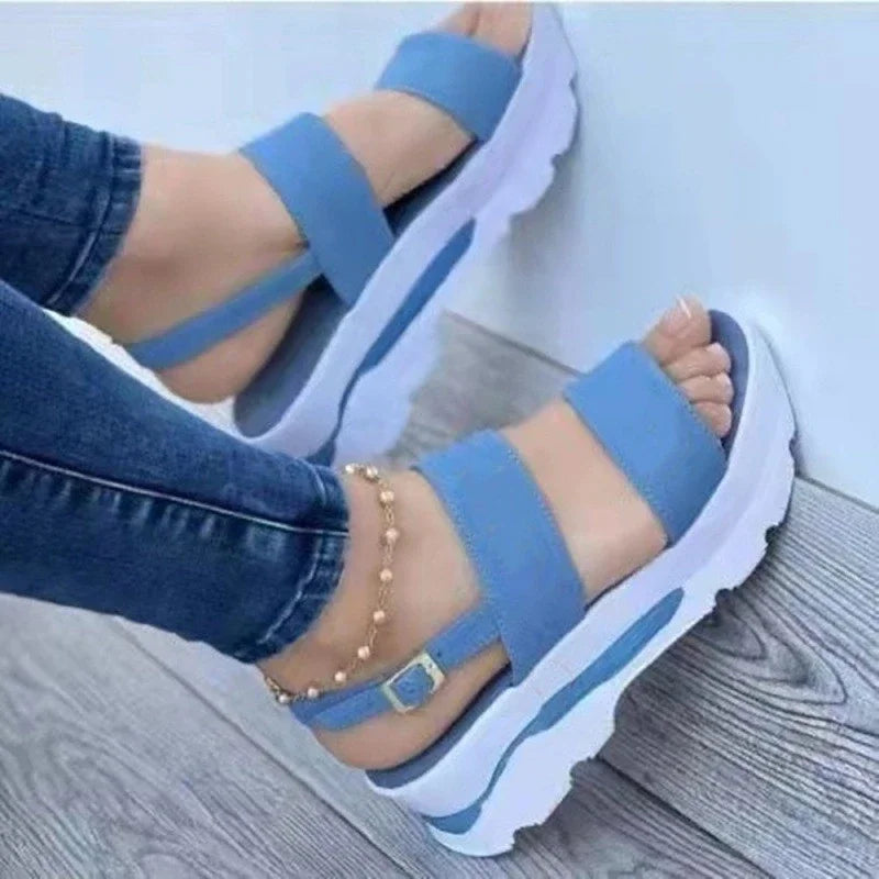 2025 Sandali estivi per le donne Sandali con plateau moda Zeppa Scarpe casual Sandali con tacco leggero Mujer Infradito Zapatos