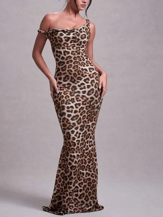 Robe de soirée élégante imprimée sexy d'été, pour femmes, ajustée et longue