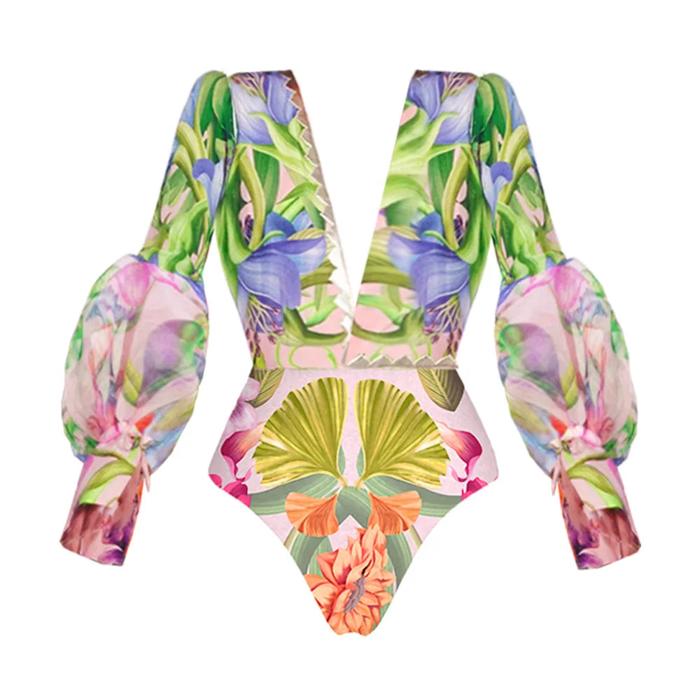 Costume da bagno floreale con stampa floreale con volant monospalla blu Set copricostume singolo micro monokini costumi da bagno sexy per ragazze Summer Beach