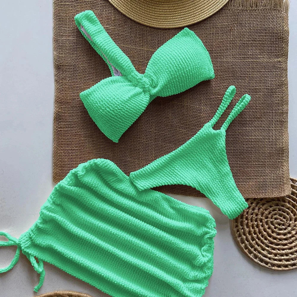 Sexy One-Shoulder-Bikini-Set für Damen mit Cut-Outs, hoher Taille, rückenfreier Badeanzug mit herausnehmbaren Polstern, Sommerstrandmode