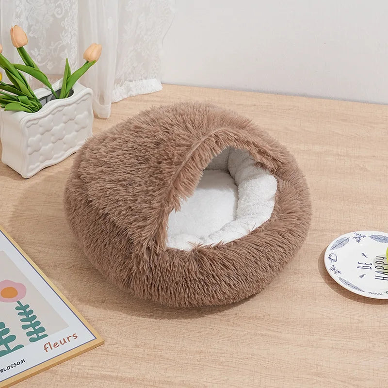 Winter Plush Pet Cat Bed Round Cat Cushion Cat House 2 in 1 Warm Cat Basket Pet Sleep Bag Cat Nest Kennel for Small Dog Suit New