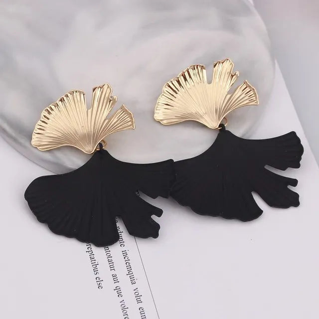 Moda geometrica color oro Ginkgo Biloba forma di foglia orecchino a goccia personalità creativa semplice punk donna ciondola gioielli orecchino