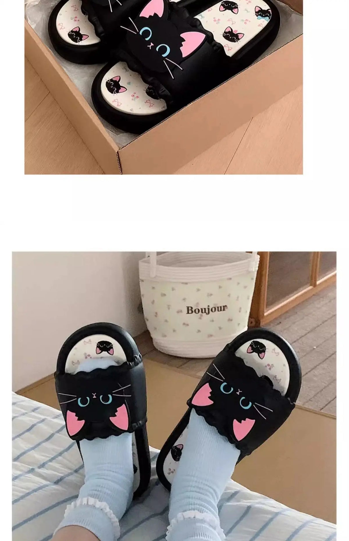 Nuove pantofole vivide da gattino scarpe estive personalizzate da donna donna gatto nero pantofola in EVA scarpe da casa inodore pantofola da spiaggia da bagno