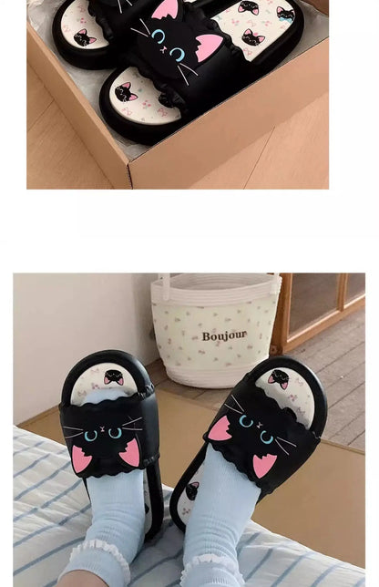 Nuove pantofole vivide da gattino scarpe estive personalizzate da donna donna gatto nero pantofola in EVA scarpe da casa inodore pantofola da spiaggia da bagno