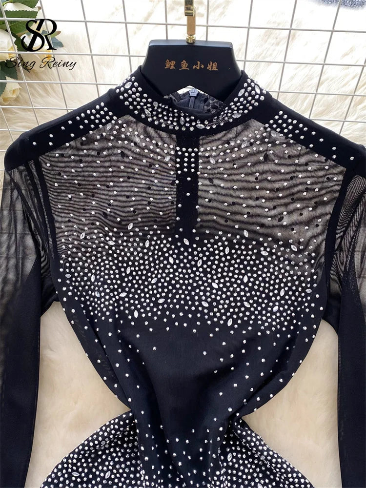 SINGREINY Estate Sottile Sheer Sexy Body Manica Lunga Cerniera Con Pantaloncini Design Pagliaccetti Liste Streetwear Donna Maglia Tute