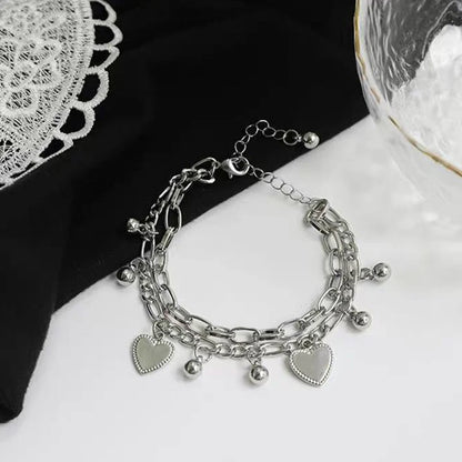 Bracciale d'amore con fagioli a sfera in acciaio multistrato di tendenza alla moda da donna, regali per viaggi, appuntamenti, banchetti, feste, festival
