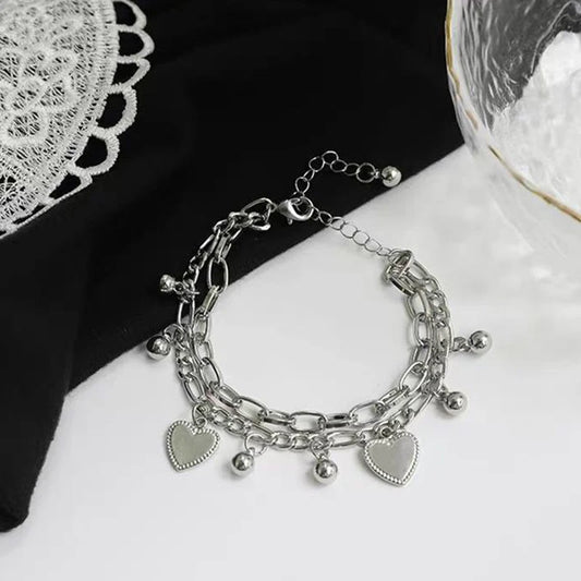 Bracciale d'amore con fagioli a sfera in acciaio multistrato di tendenza alla moda da donna, regali per viaggi, appuntamenti, banchetti, feste, festival