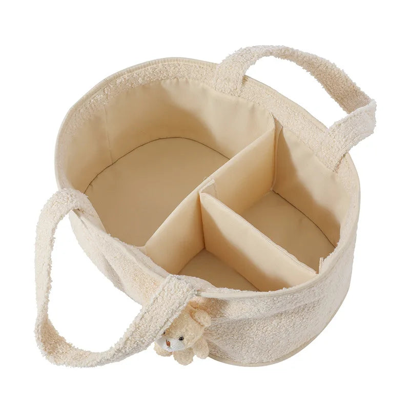Nome personalizzato Borse per pannolini per bambini Cestino portaoggetti con ciondolo a forma di orso Cestino portaoggetti per asilo nido per roba per bambini Borsa per pannolini per mamma