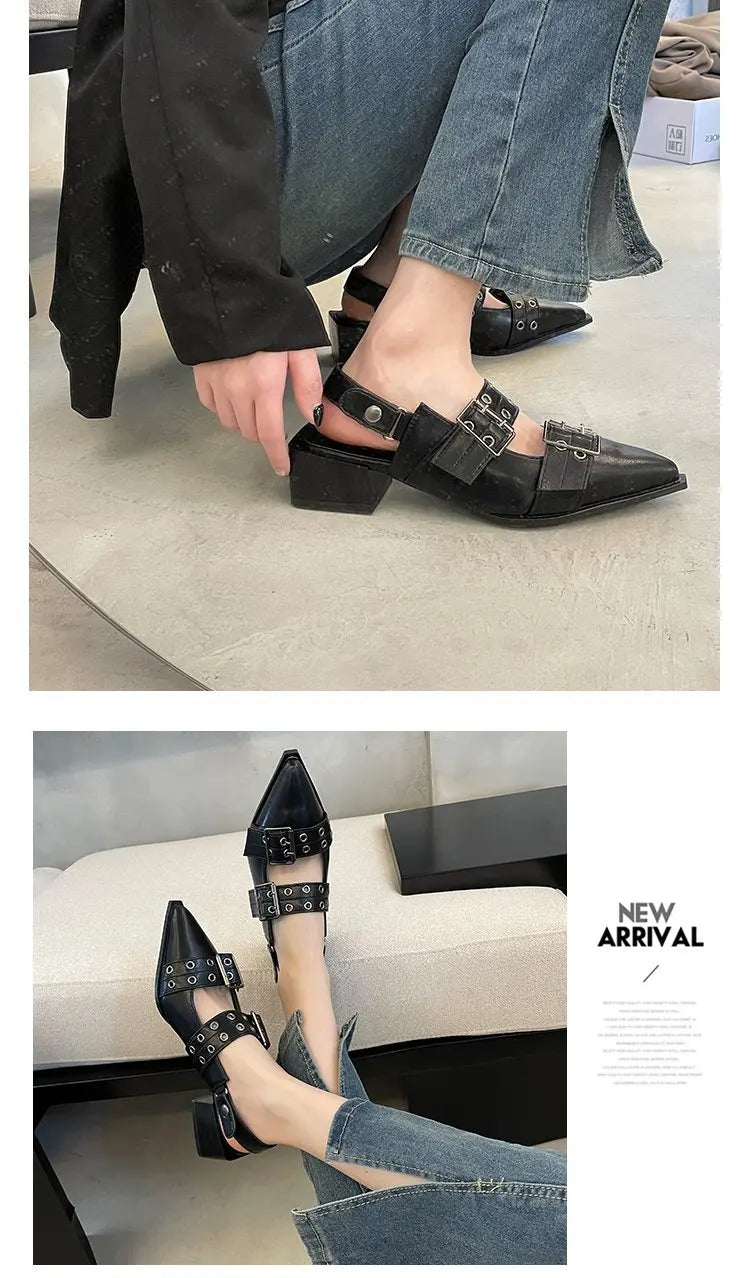 2023 Damen Sommersandalen Damen Ballerinas Spitznieten Einzelne Schuhe Plateau Damen Sandalen zapatos de mujer Trend