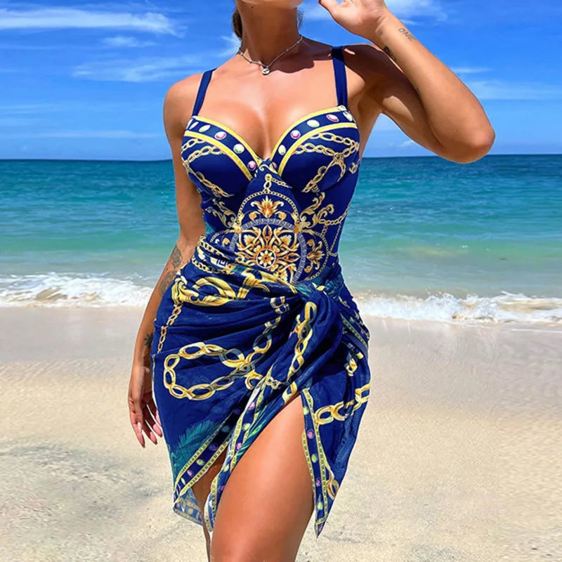 Summer Sexy Print One Piece Swimsuits Closed Female Swimwear Push Up Body Women's Swim Wear Bathing Suits Beach Pool Bather 2026