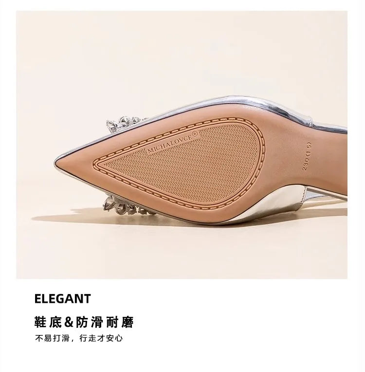 Damen Sandalen Sommer Damenschuhe Neu Spitze Zehenpartie Flache Schuhe Nude Rosa Diamanten Niedriger Absatz Slingback Schuhe Elegante Damenschuhe