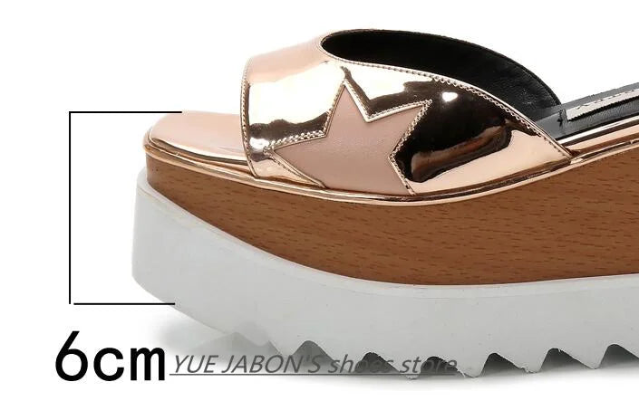 Genuine Leather Buckle Strap Sandals Breathable Sneakers Stars women summer rivets shoes Korean Style Platform Casual Shoes