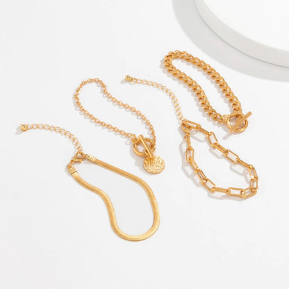 Braccialetto con ciondolo moneta con catena a maglia cubana Punk per donna a mano Vintage OT Buckle Snake Chain Charm Bangles coppia gioielli regalo
