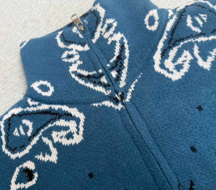 Cardigan da Donna Vintage con Motivo Paisley Jacquard, Collo Alto, Chiusura a Zip, Maglione Lavorato a Maglia, Nuovo Abbigliamento Casual Elegante per l'Inverno 2026