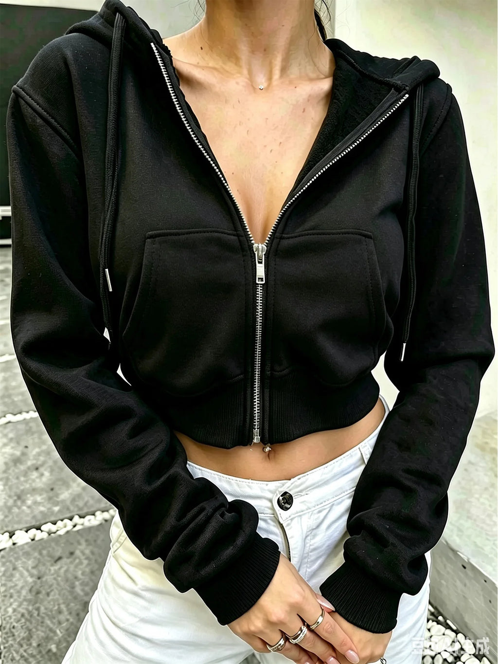Cardigan con Cappuccio e Zip a Maniche Lunghe da Donna, Stile Streetwear, Corto, Harajuku Y2K, Outfit Primaverile e Autunnale