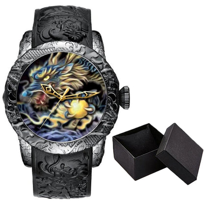 BIDEN impermeabile sport uomo orologi Dragon Design orologio al quarzo per uomo cinturino in Silicone orologio da polso orologio maschile Relogio Masculino