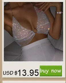 Top corto sexy con paillettes metalliche e scollo all'americana per donna, Estate 2026, trasparente e brillante, per abbigliamento da club e rave, top da spiaggia per feste, streetwear Y2K.