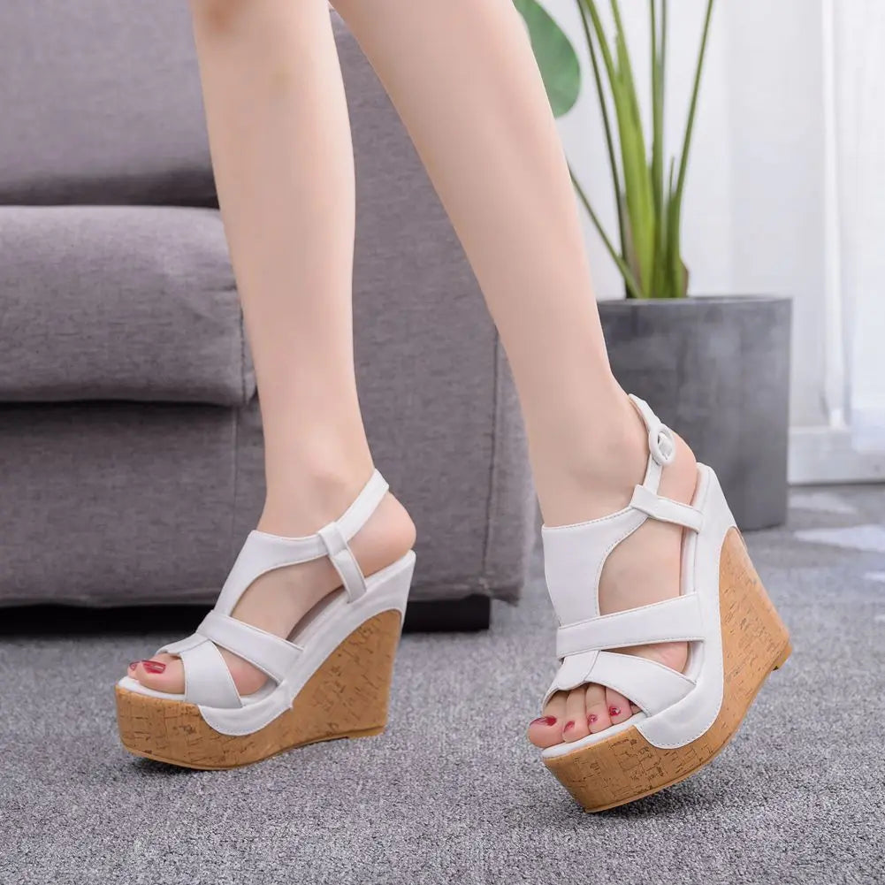 Sandali con plateau Summer Fashion Women Bohemia Style tacco alto bocca di pesce Peep Toe zeppe scarpe per le donne Sandalias De Mujer