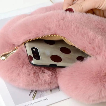 Borse a forma di cuore da donna alla moda Borse a tracolla in pelliccia sintetica carina Borsa a tracolla a catena in morbida peluche da donna Shopper Totes
