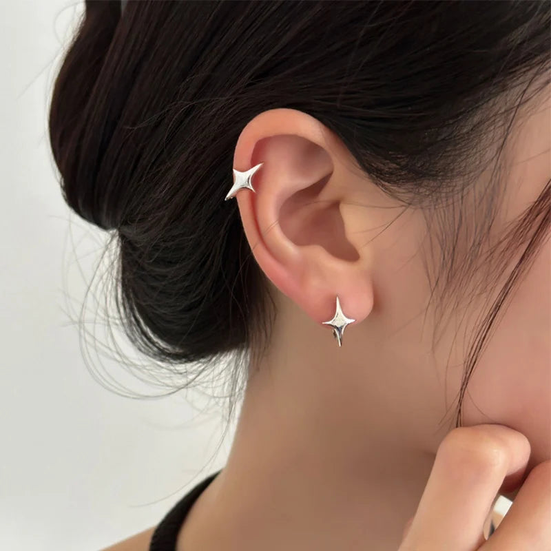 Foxanry Star Orecchini a cerchio geometrici per donne Coppie Minimalista Nuova moda Hip Hop Personalità classica Regali di gioielli di compleanno