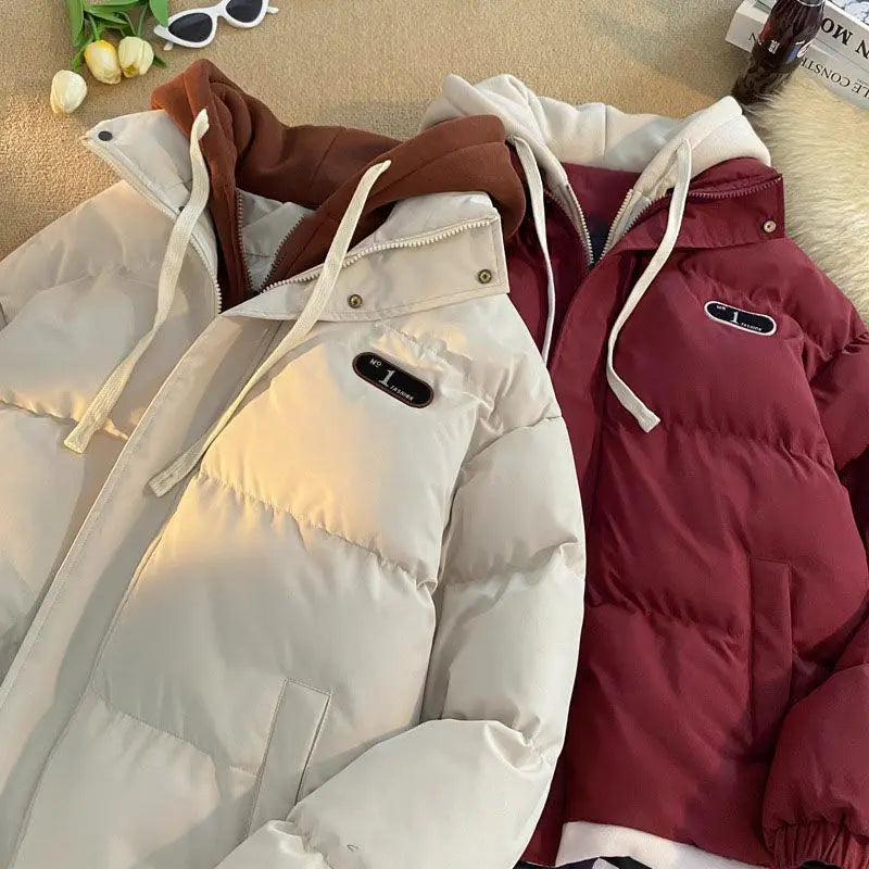 Nuova giacca invernale imbottita in cotone da donna, giacca in cotone con cappuccio in due pezzi Cappotto Parker imbottito in cotone caldo casual femminile