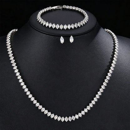 ZAKOL Gorgeous Buling AAA Clear Round Cubic Zirconia Collana da sposa Orecchini Set di gioielli da festa per le donne