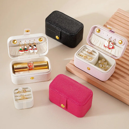 Elegante Scatola Portagioie in Pelle PU, Semplice Contenitore per Anelli, Collane e Orecchini, Stile Minimalista, Portatile per Uso Quotidiano e Viaggi