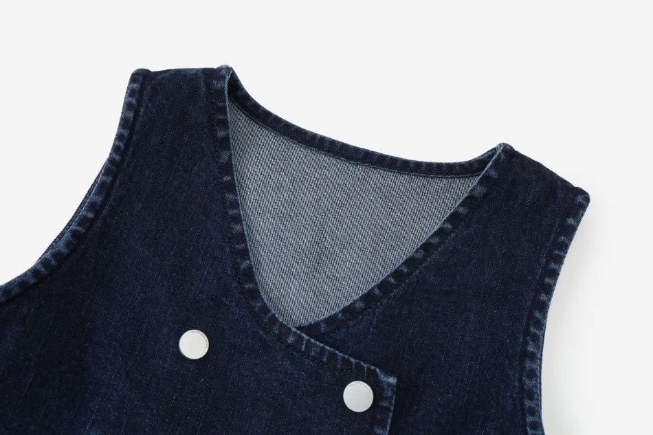 (Spedizione in 1 giorno) Collezione AW26 Denim Varsity, felpa in denim blu navy con ricami, tessuto per l'abbigliamento da giorno, abbigliamento per fratelli e sorelle