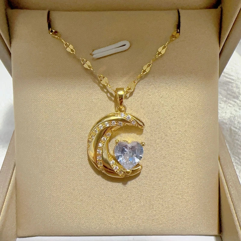 Collana con ciondolo a forma di cuore in stile elegante, design cavo, regalo per la festa della mamma, adatto ai migliori amici senza scatola